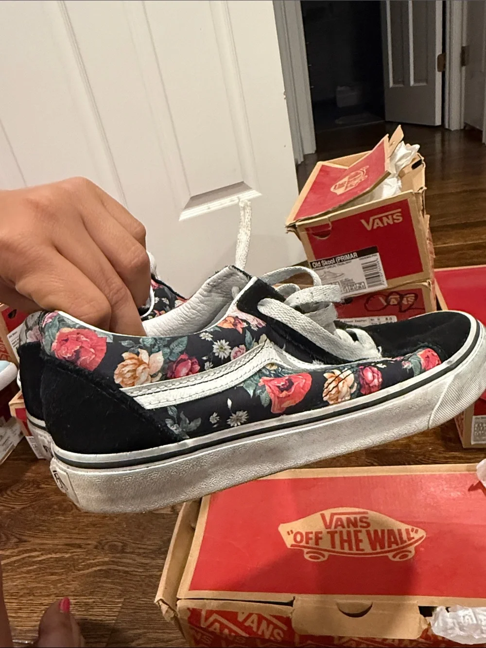 Vans Old Skool Black Floral Canvas & Suede Sneakers